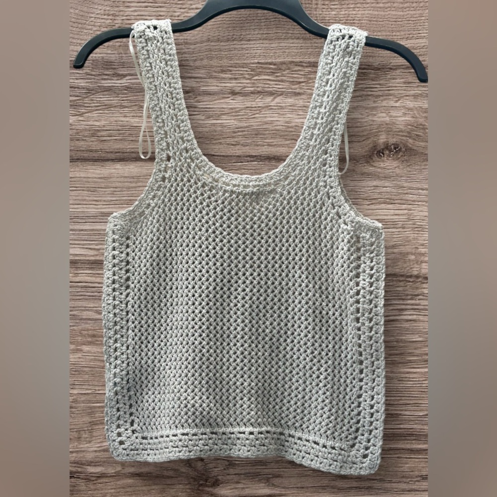 NWT Jessica Simpson Crochet Knit Cream Beige Boho Tank Flower Detail Size XS - Picture 3 of 9